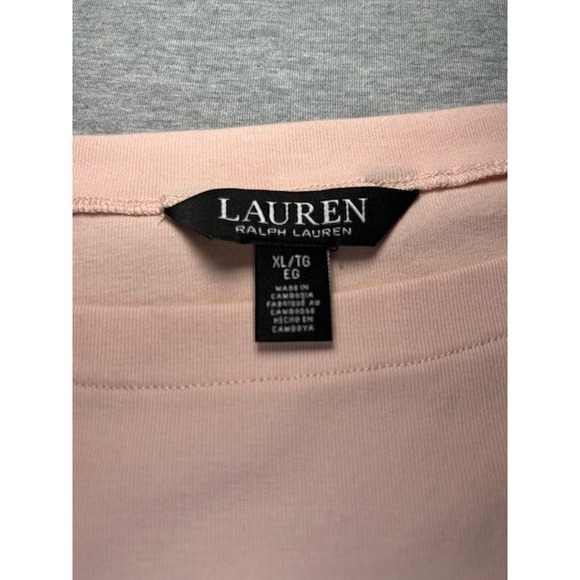 LAUREN Ralph Lauren Womens Pink Boat Neck Cuffed Sleeve T Shirt Top XL - Picture 4 of 10